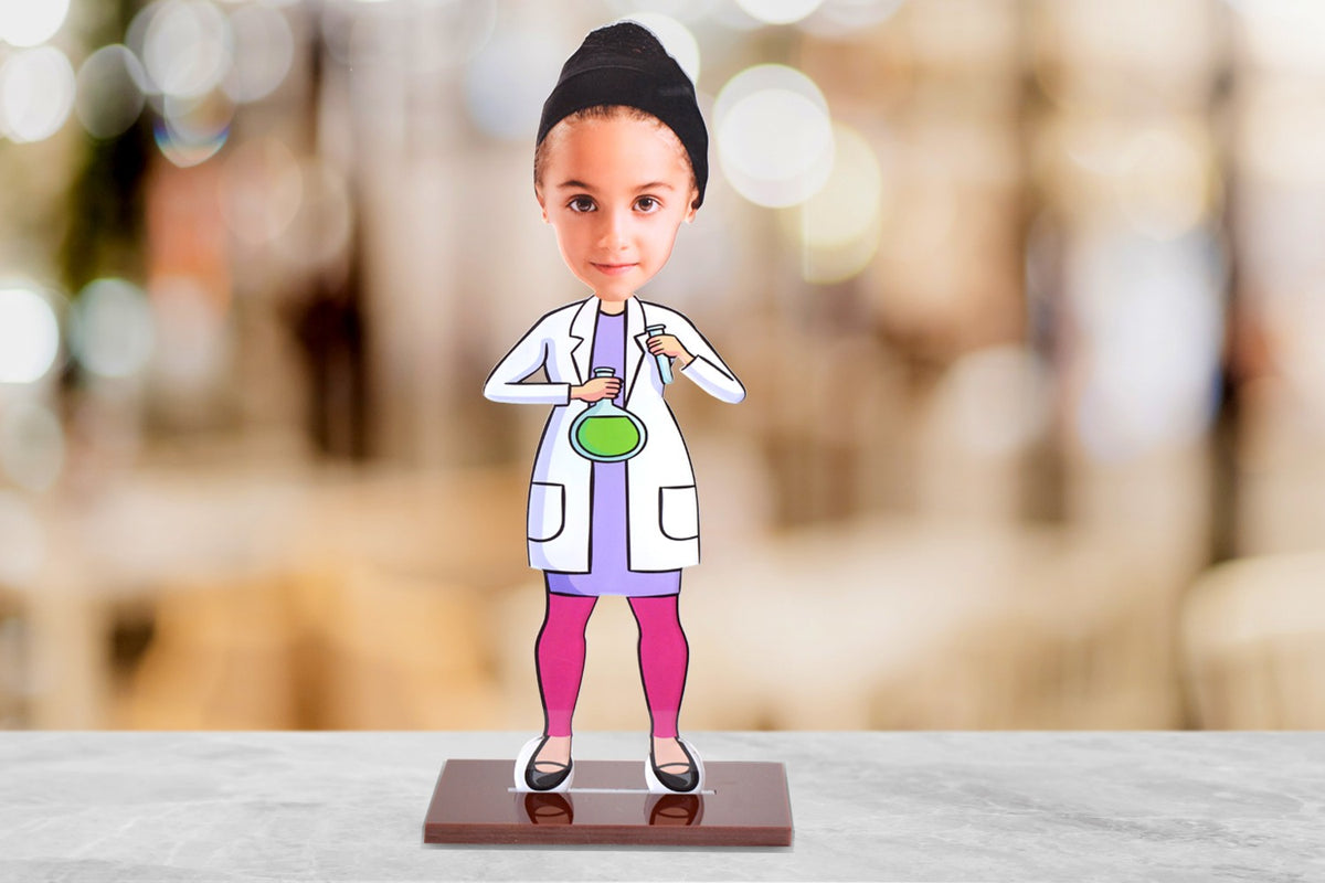 female scientist Caricature