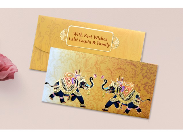 Rajwada Theme Shagun Envelope Personalised- Pack of 12