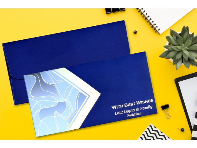 Blue & Grey Personalised Shagun Envelope Premium- Pack of 20
