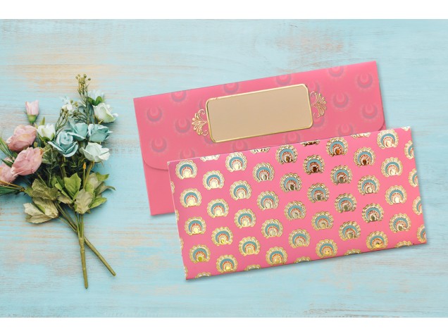 Peach Color Designer Shagun Envelope - Pack of 12(With Luxor Marker)
