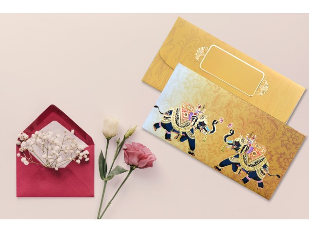 Rajwada Theme Shagun Envelope - Pack of 12(With Luxor Marker)
