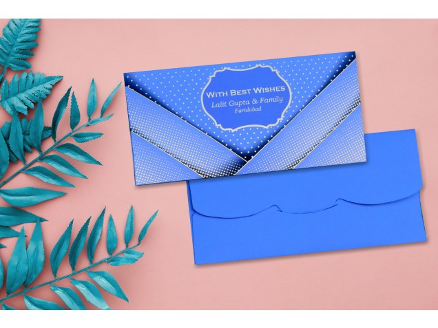 Royal Blue Pocket Personalised Shagun Envelope Premium - Pack of 20