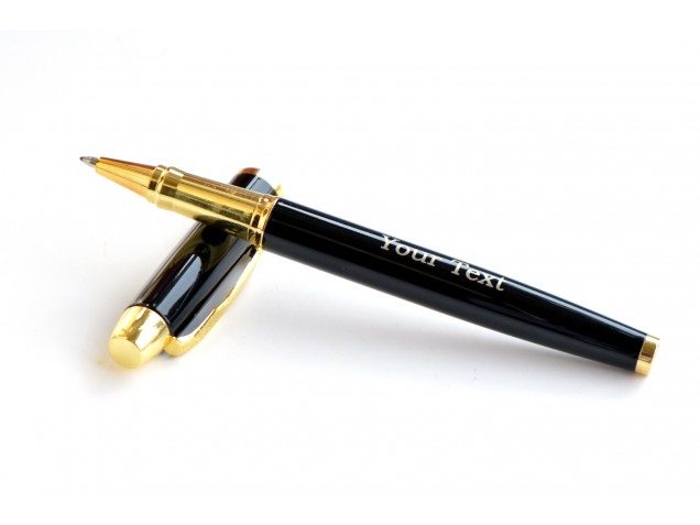 Glossy Black with Gold Personalised Pen