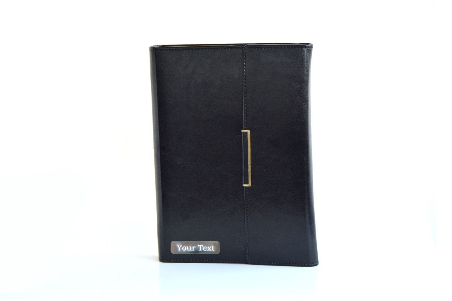 Personalised Leather Business Organiser - Black with Pen