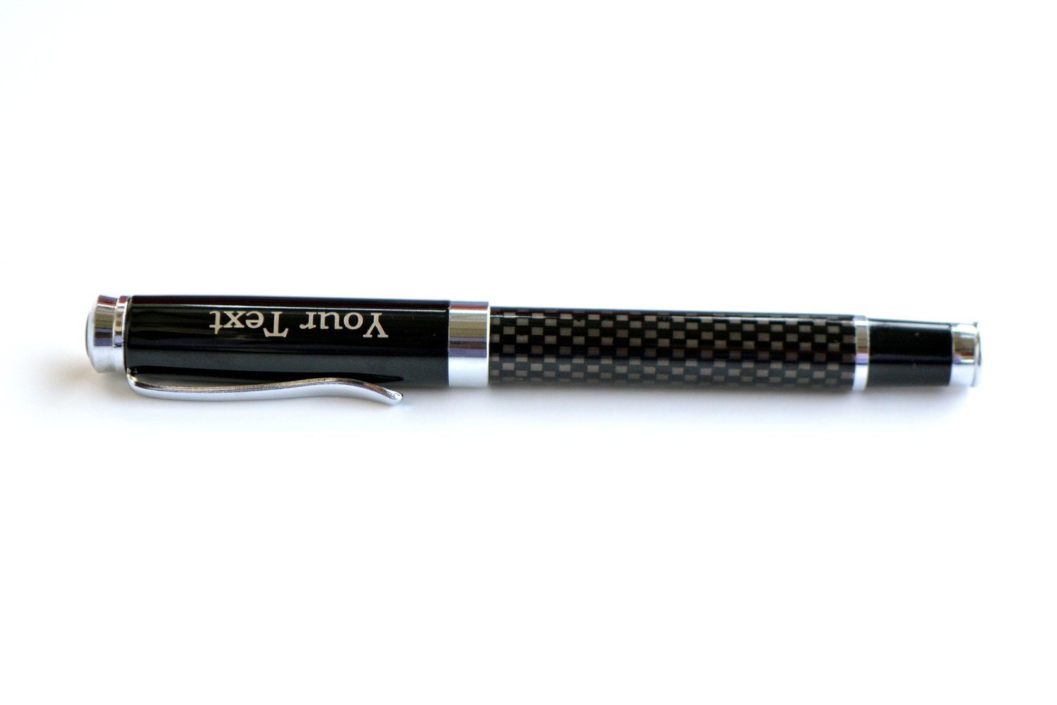 Black with Silver Checks Personalised Pen