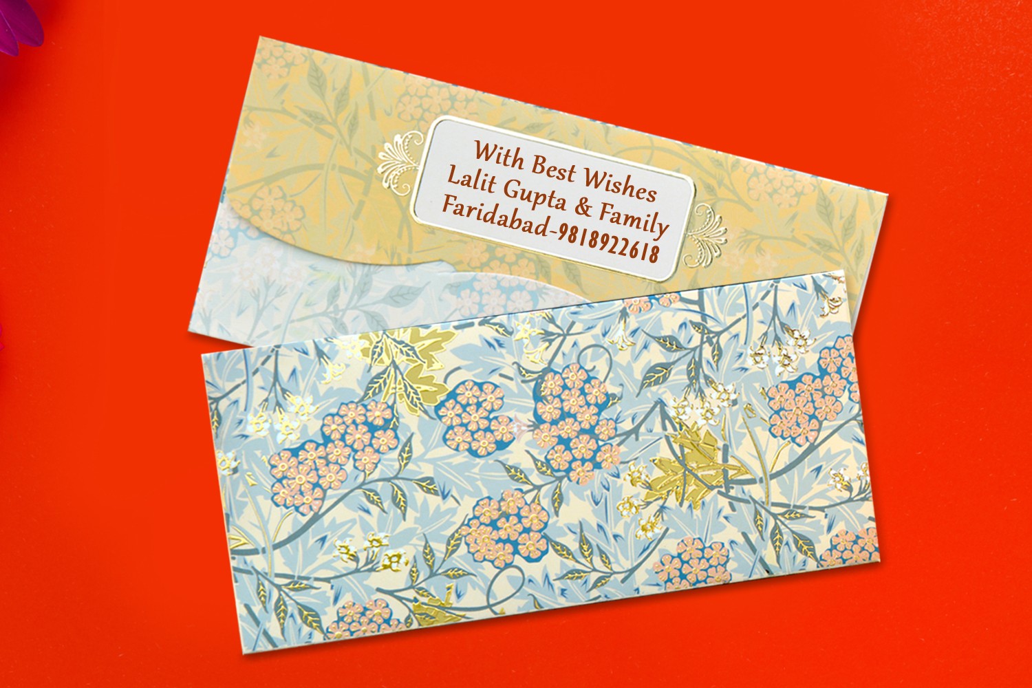 Forest Floral Shagun Envelopes Personalised- Pack of 12