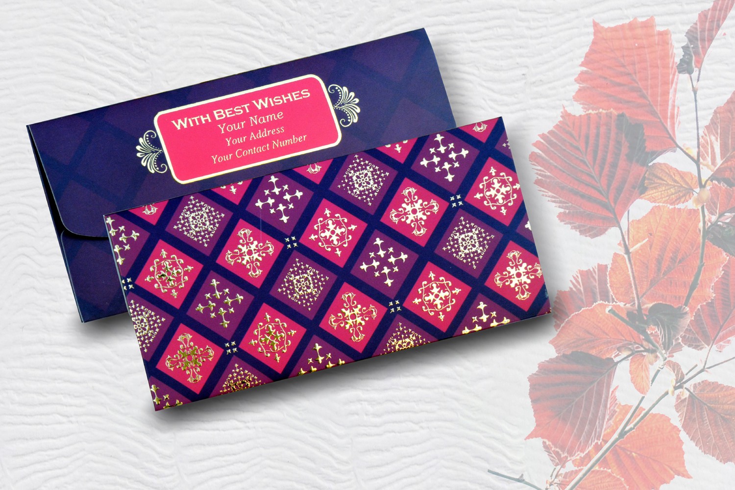 Red & Maroon Box Personalised Shagun Envelope Premium - pack of 20